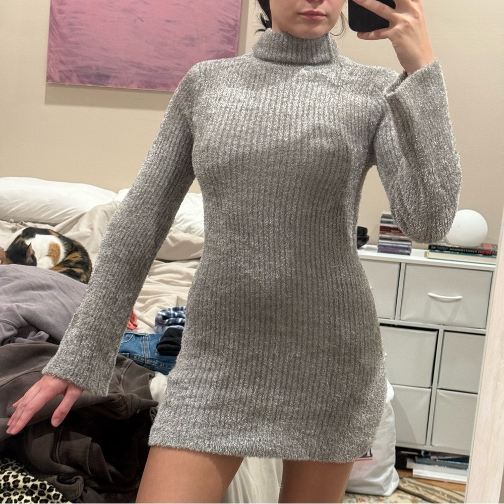 INC International Concepts Gray Turtleneck Dress